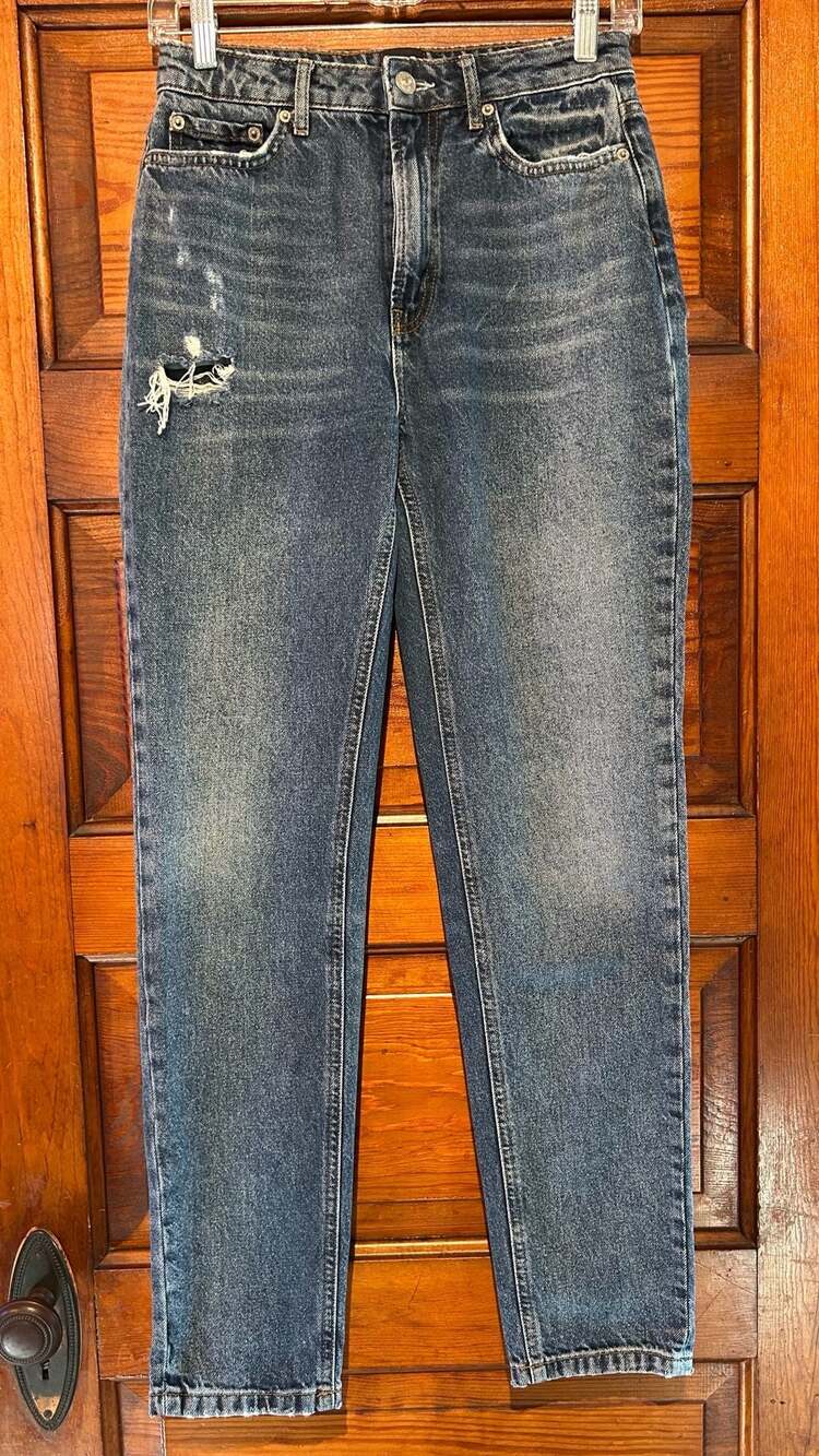 BDG High Rise Straight Jeans Blue Distressed